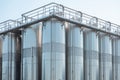 Stainless group vertical steel storage tanks for wine fermentation and maturation in modern winery factory production