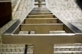 Stainless handrail at outdoor staircase close up Royalty Free Stock Photo