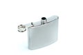 Stainless hip flask isolated on a white background Royalty Free Stock Photo