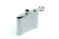 Stainless hip flask isolated on a white background Royalty Free Stock Photo