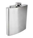 Stainless hip flask isolated on white background Royalty Free Stock Photo