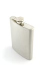 Stainless hip flask isolated on white Royalty Free Stock Photo