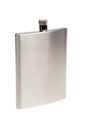 Stainless hip flask, isolated on white Royalty Free Stock Photo