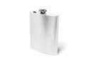 Stainless hip flask isolated on white background Royalty Free Stock Photo