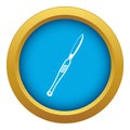 Stainless medical scalpel icon blue vector isolated