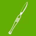 Stainless medical scalpel icon green