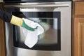 Stainless oven cleaning background Royalty Free Stock Photo