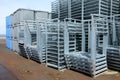 Stainless racks & plastic totes. Royalty Free Stock Photo