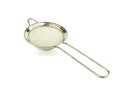 Stainless sieve flour on white Royalty Free Stock Photo