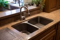 Stainless Sink faucet kitchen counter. Generate ai