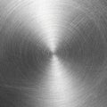 Stainless steel or aluminium circular brushed shiny metal texture. Abstract metallic background. Circle shape. Royalty Free Stock Photo