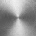 Stainless steel or aluminium circular brushed shiny metal texture. Abstract metallic background. Circle shape. Royalty Free Stock Photo
