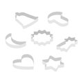 Stainless steel baking cookie cutters set. Cookie molds isolated on a white background