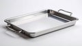 Stainless steel baking pan with handles isolated on white background Royalty Free Stock Photo