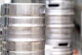 stainless steel beer barrel in the brewery Royalty Free Stock Photo