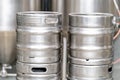 stainless steel beer barrel in the brewery Royalty Free Stock Photo