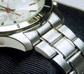The stainless steel of chronograph watch Royalty Free Stock Photo