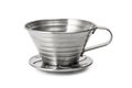 Stainless Steel Coffee cup isolated on white background. Coffee dripper cups. Clipping path