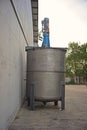 Stainless steel container tank for liquid solvent Royalty Free Stock Photo