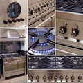 Stainless steel cooker kitchen collage Royalty Free Stock Photo