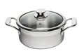 Stainless steel cooking pot with glass lid isolated Royalty Free Stock Photo