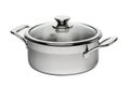 Stainless steel cooking pot with glass lid isolated Royalty Free Stock Photo