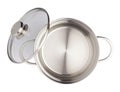 Stainless steel cooking pot pan isolated over white background Royalty Free Stock Photo