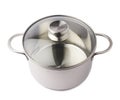 Stainless steel cooking pot pan isolated over white background Royalty Free Stock Photo