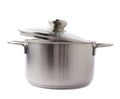 Stainless steel cooking pot pan isolated over white background Royalty Free Stock Photo