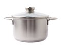 Stainless steel cooking pot pan isolated over white background Royalty Free Stock Photo