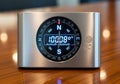 Stainless steel digital compass displaying an azimuth of 108 Royalty Free Stock Photo
