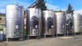 Stainless steel ethanol storage tanks. Ground storage.