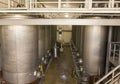 Stainless steel fermentation tanks at the vineyard Royalty Free Stock Photo