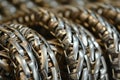 Industrial metal concept, Stainless steel braided corrugated metal hose Royalty Free Stock Photo