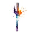 Stainless steel Fork Dining Essential Square Illustration.