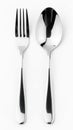 Stainless steel fork and spoon isolated on white background Royalty Free Stock Photo