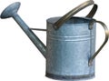 Stainless steel garden watering can on a white background