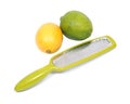 Stainless steel grate zester with lime and lemon