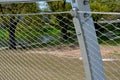 stainless steel mesh stretched on the bridge railing. the lower steel rope serves Royalty Free Stock Photo