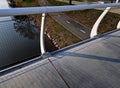 stainless steel mesh stretched on bridge railing.lower steel rope serves Royalty Free Stock Photo