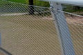 stainless steel mesh stretched on the bridge railing. the lower steel rope serves Royalty Free Stock Photo