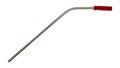Stainless steel metal straw with a red silicone straw tip on a white background