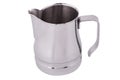 Stainless Steel Milk Pitcher/Jug. Foaming Jug. Latte art for barista. Royalty Free Stock Photo