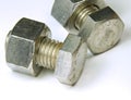 Stainless steel nut and bolt Royalty Free Stock Photo