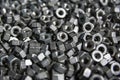 Stainless Steel Nuts. Bolt and Nut in metal Royalty Free Stock Photo