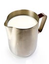 Stainless steel pitcher with milk