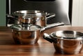 Stainless steel pot with cover Royalty Free Stock Photo