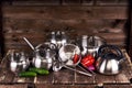 Stainless steel pots Royalty Free Stock Photo