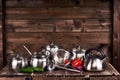 Stainless steel pots Royalty Free Stock Photo