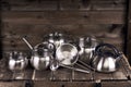 Stainless steel pots Royalty Free Stock Photo